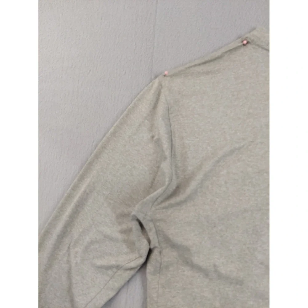 Nike Men Athletic Shirt M Gray Dri Fit 100% Polyester Logo Long Sleeve Crew Neck